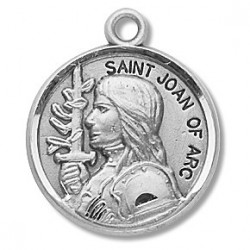 St. Joan Of Arc Sterling Silver Round w/18" Chain - Boxed