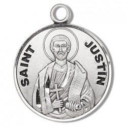St. Justin Sterling Silver Round w/20" Chain - Boxed