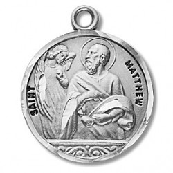 St. Matthew Sterling Silver Round w/20" Chain - Boxed