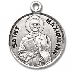 St. Maximilian Kolbe Sterling Silver Round w/20" Chain - Boxed