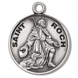 St. Roch Sterling Silver Round w/20" Chain - Boxed