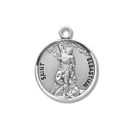 St. Sebastian Sterling Silver Round w/20" Chain - Boxed
