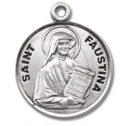 St. Faustina Sterling Silver Round w/18" Chain - Boxed