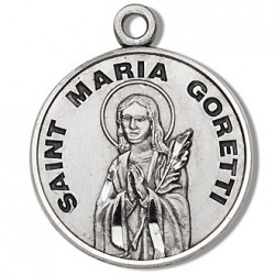 St. Maria Goretti Sterling Silver Round w/18" Chain - Boxed
