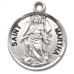 St. Martha Sterling Silver Round w/18" Chain - Boxed