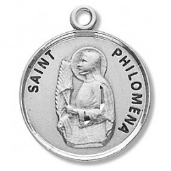 St. Philomena Sterling Silver Round w/18" Chain - Boxed