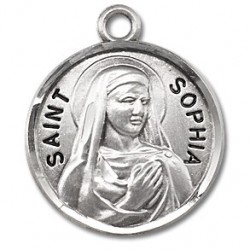 St. Sophia Sterling Silver Round w/18" Chain - Boxed