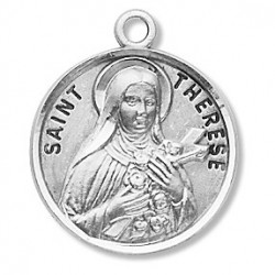 St. Therese Sterling Silver Round w/18" Chain - Boxed
