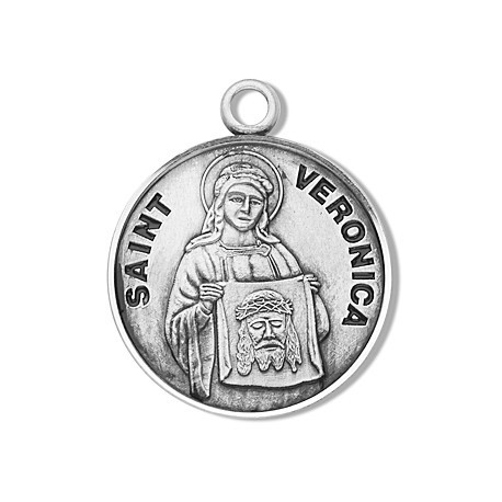 St. Veronica Sterling Silver Round w/18" Chain - Boxed