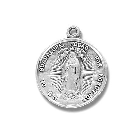 Sterling Silver Round Our Lady of Guadalupe w/18" Chain - Boxed
