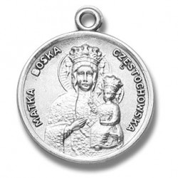Sterling Silver Medium Round Our Lady of Czestochowska w/18" Chain - Boxed