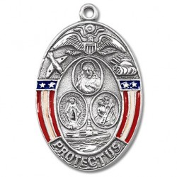 Sterling Silver Oval Military 3 Way with Epoxy Borders w/24" Chain - Boxed