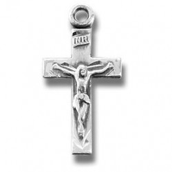 Sterling Silver Tiny Crucifix w/16" Chain -Boxed