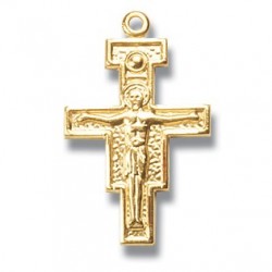 Gold Over Sterling Silver Small Gothic Crucifix w/18" Chain - Boxed