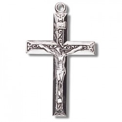 Sterling Silver Crucifix with Raised Design Center w/20" Chain - Boxed