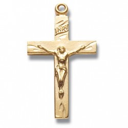 14K Gold Over Sterling Silver Small Crucifix w/18" Chain - Boxed