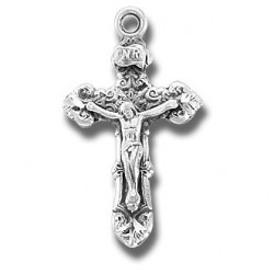 Sterling Silver Small Fancy Crucifix w/18" Chain - Boxed