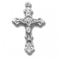 Sterling Silver Medium Fancy Crucifix w/18" Chain - Boxed
