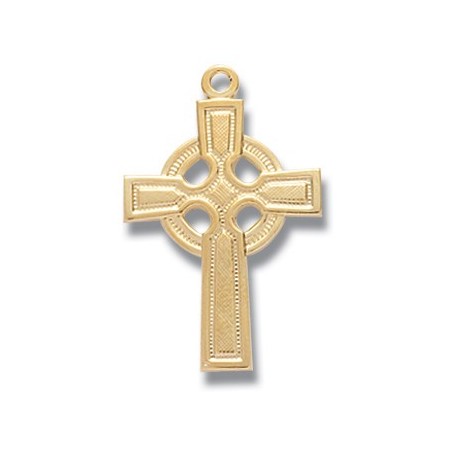 Gold Over Sterling Silver Small Plain Celtic Cross w/18" Chain - Boxed
