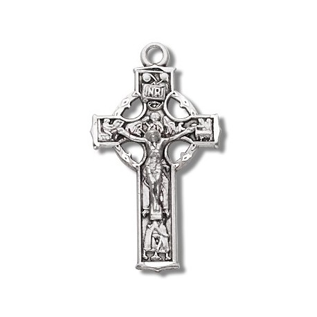 Sterling Silver Small Celtic Crucifix w/18" Chain - Boxed