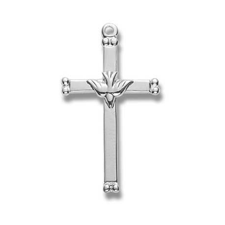 Sterling Silver Medium Holy Spirit Cross w/18" Chain - Boxed