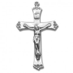 Large Sterling Silver Rosary Crucifix w/24" Chain - Boxed