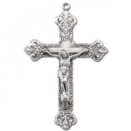 Crucifix Cross Rosary Necklace Sterling Silver