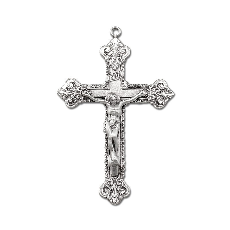 Mcvan 808SF 6 mm Filigree Metal Cross Rosary Set - Silver
