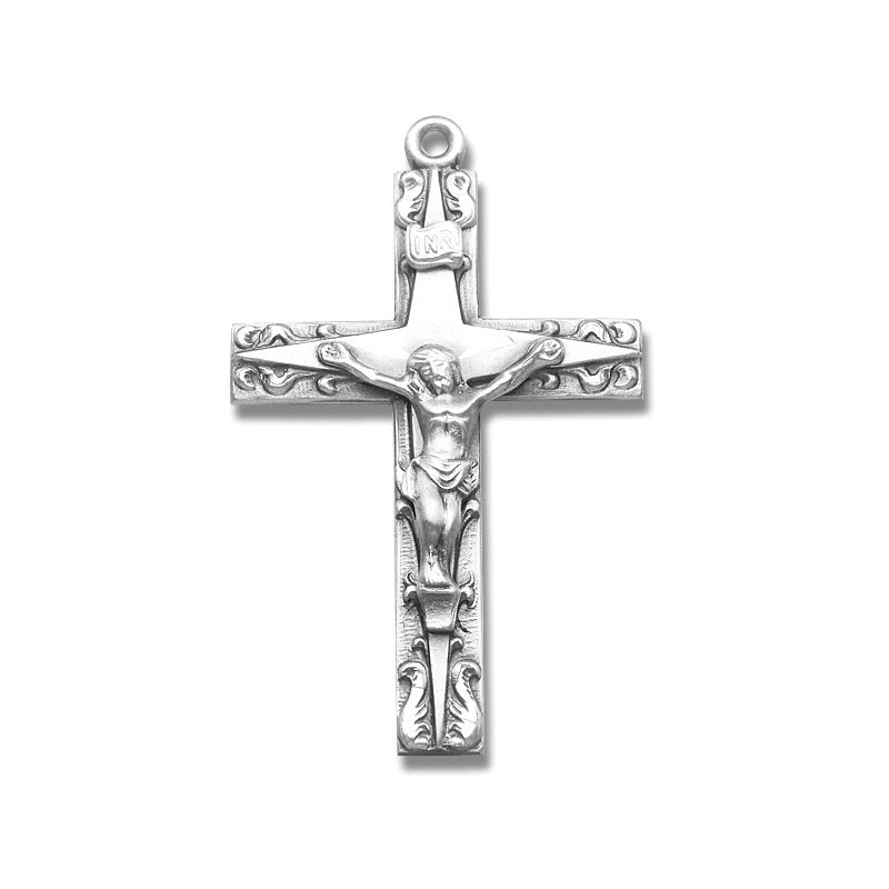 Sterling Silver Rosary Crucifix 24" Chain Boxed 
