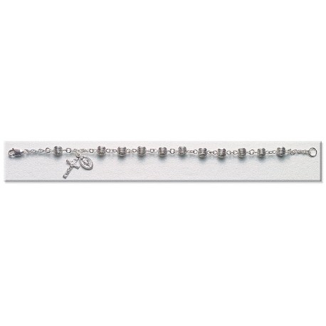 6mm Fancy Sterling Silver Rosary Bracelet - Boxed