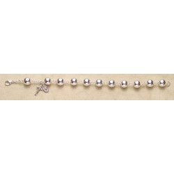 10mm Sterling Silver Rosary Bracelet