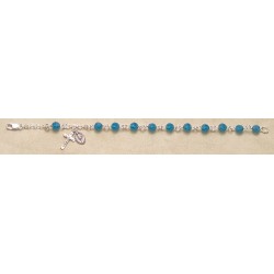 6mm Swarovski Caribbean Blue Sterling Silver Rosary Bracelet - Boxed