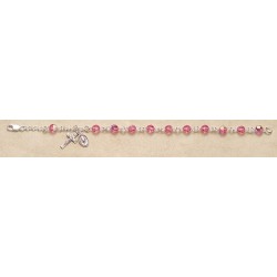 6mm Swarovski Pink (AB) Sterling Silver Rosary Bracelet - Boxed