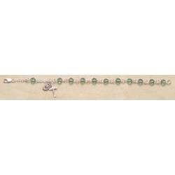 6mm Swarovski Erinite (AB) Sterling Silver Rosary Bracelet -Boxed