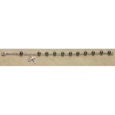 6mm Hematite Sterling Silver Rosary Bracelet - Boxed