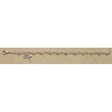 6mm Rose Quartz Sterling Silver Rosary Bracelet - Boxed