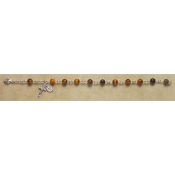 6mm Tigereye All Sterling Silver Rosary Bracelet - Boxed