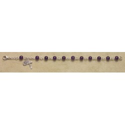 6mm Amethyst Sterling Silver Rosary Bracelet - Boxed