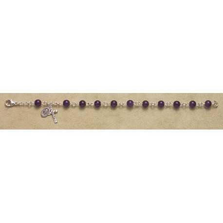 6mm Amethyst Sterling Silver Rosary Bracelet - Boxed