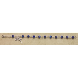 6mm Lapis All Sterling Silver Rosary Bracelet - Boxed