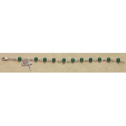 6mm Malachite Sterling Silver Rosary Bracelet - Boxed