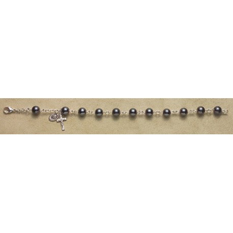 8mm Hematite All Sterling Rosary Bracelet - Boxed