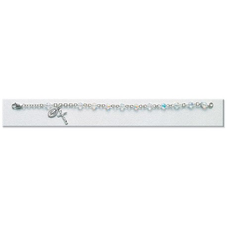 5mm Swarovski Crystal (AB) Sterling Rosary Bracelet - Boxed