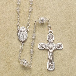 4mm Crystal Rosary with Sterling Crucifix & Center - Boxed
