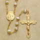 6mm Imitation Pearl Capped Rosary with 14K Gold Over Sterling Silver Crucifix & Center - Boxed