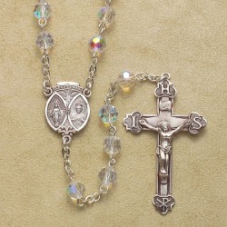 6mm Tin Cut Crystal Rosary with Sterling Silver Crucifix & Center - Boxed