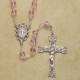6mm Cube Light Rose with Sterling Silver Crucifix & Center - Boxed