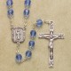 6mm Cube Light Sapphire Rosary with Sterling Silver Crucifix & Center - Boxed