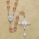 6mm Light Rose Rosary with Sterling Silver Crucifix & Center - Boxed