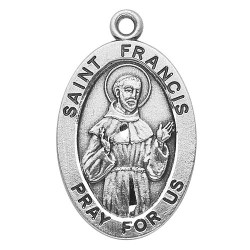 St. Francis Sterling Silver Oval w/20" Chain - Boxed